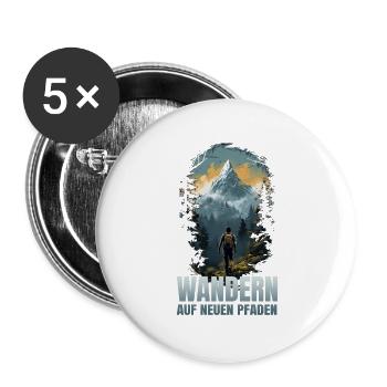 Wandern auf neuen Pfaden - Buttons groß 56 mm (5er Pack) - Weiß - Vorne