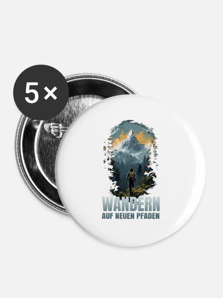 Wandern auf neuen Pfaden - Buttons groß 56 mm (5er Pack) - Weiß