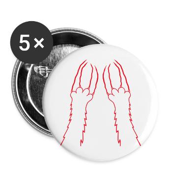 Katzen Klauen Pfote Tatzen Kralle Kratzer Streifen - Buttons groß 56 mm (5er Pack) - Weiß - Vorne