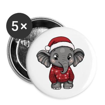 Elephant Christmas Comic - Buttons large 2.2''/56 mm (5-pack) - white - Front