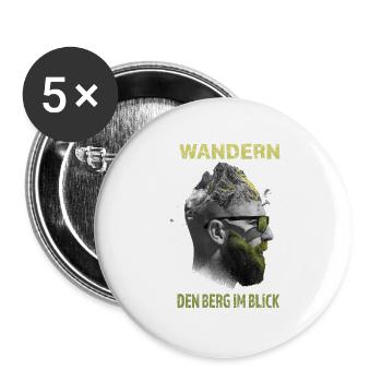 Wandern - Den Berg im Blick - Buttons groß 56 mm (5er Pack) - Weiß - Vorne