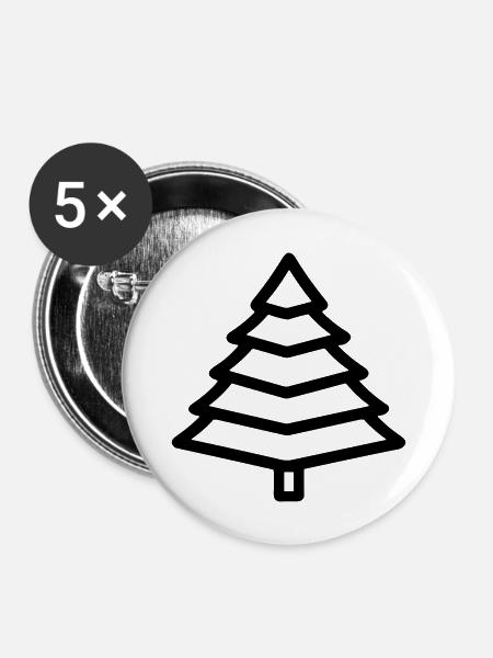 Weihnachtsbaum - Buttons groß 56 mm (5er Pack) - Weiß