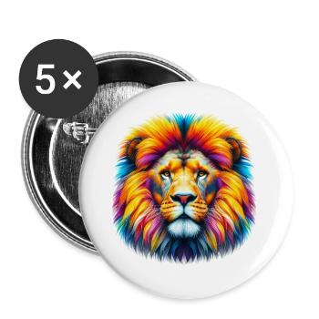 Löwe - Buttons groß 56 mm (5er Pack) - Weiß - Vorne