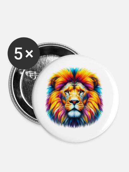 Löwe - Buttons groß 56 mm (5er Pack) - Weiß