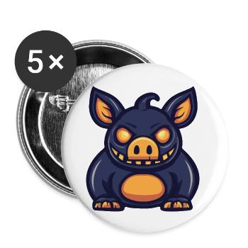 Cochon Halloween Drôle Sanglier - Lot de 5 grands badges (56 mm) - blanc - Devant