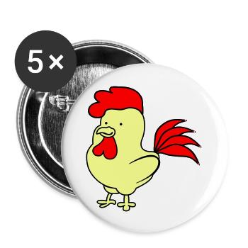 Hahn - Buttons groß 56 mm (5er Pack) - Weiß - Vorne