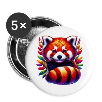 Petit panda - Lot de 5 grands badges (56 mm) - blanc - Devant