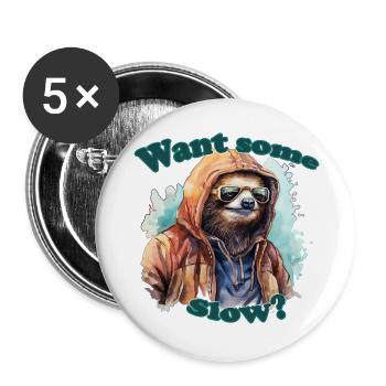 Faultier Bunte Wasserfarben Text - Buttons groß 56 mm (5er Pack) - Weiß - Vorne