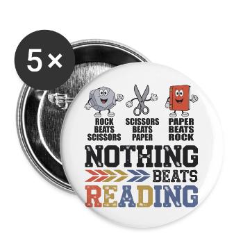Nothing Beats Reading Book Librarian | funny kids - Buttons large 2.2''/56 mm (5-pack) - white - Front