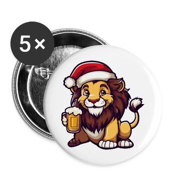 Lion Bière Noël Noël - Lot de 5 grands badges (56 mm) - blanc - Devant