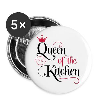 Kochschürze für Frauen - Buttons groß 56 mm (5er Pack) - Weiß - Vorne