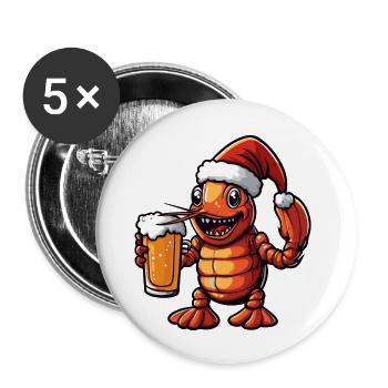 Lobster Crab Beer Xmas Christmas - Buttons large 2.2''/56 mm (5-pack) - white - Front