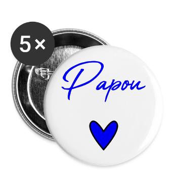 PAPA. VATERTAG. FROHER VATERTAG. ALLES GUTE ZUM GEBURTSTAG. - Buttons groß 56 mm (5er Pack) - Weiß - Vorne