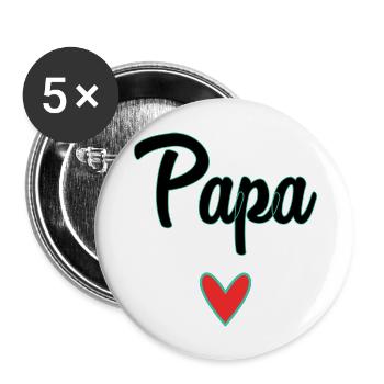 PAPA. VATERTAG. FROHER VATERTAG. ALLES GUTE ZUM GEBURTSTAG. - Buttons groß 56 mm (5er Pack) - Weiß - Vorne