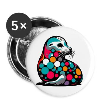 Phoque - Lot de 5 grands badges (56 mm) - blanc - Devant