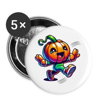 Dancing pumpkin - cute Halloween fun - Buttons large 2.2''/56 mm (5-pack) - white - Front