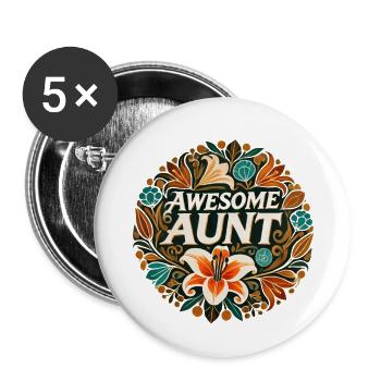 Tolle Tante - Buttons groß 56 mm (5er Pack) - Weiß - Vorne