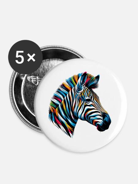 Zebra - Buttons groß 56 mm (5er Pack) - Weiß