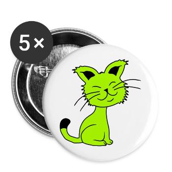 Pretty Cat Looking Happy Cheerful Smiling - Buttons large 2.2''/56 mm (5-pack) - white - Front