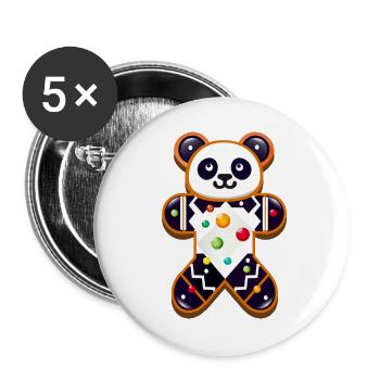 Gingerbread Panda – Festive Panda for Christmas - Buttons large 2.2''/56 mm (5-pack) - white - Front