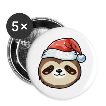 Dessin de Noël paresseux - Lot de 5 grands badges (56 mm) - blanc - Devant