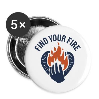 Find Your Fire Flame - Buttons large 2.2''/56 mm (5-pack) - white - Front