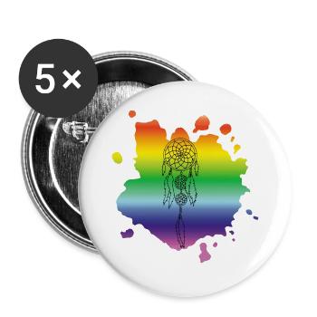 Mehrfarbiger Traumfänger - Buttons groß 56 mm (5er Pack) - Weiß - Vorne