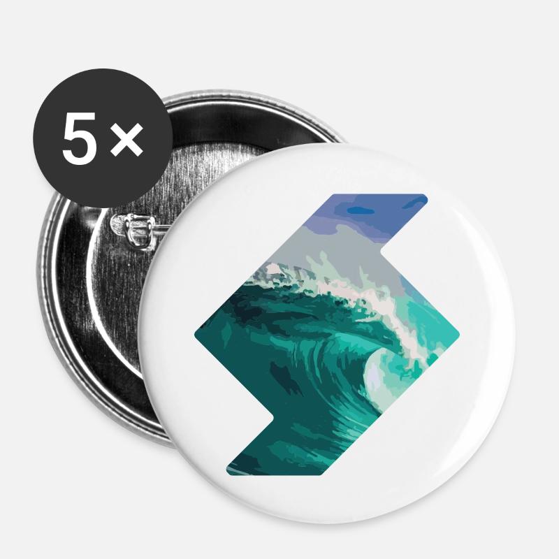 Ocean wave - Buttons large 2.2''/56 mm (5-pack) - white