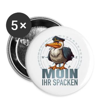 Moin ihr Spacken - Buttons groß 56 mm (5er Pack) - Weiß - Vorne