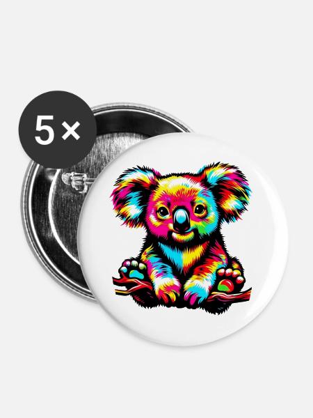 Koala - Buttons groß 56 mm (5er Pack) - Weiß