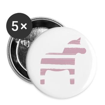 Dalapferd Streifen rosa Mädchen skandinavisch Deko - Buttons groß 56 mm (5er Pack) - Weiß - Vorne