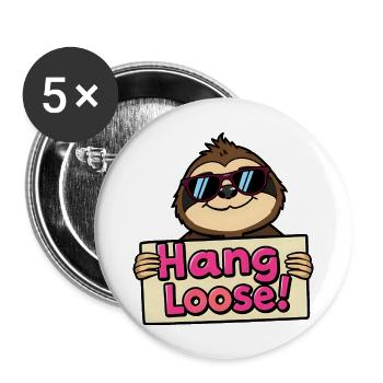Chill sloth in Sunglasses & Hat Holding Sign - Buttons large 2.2''/56 mm (5-pack) - white - Front
