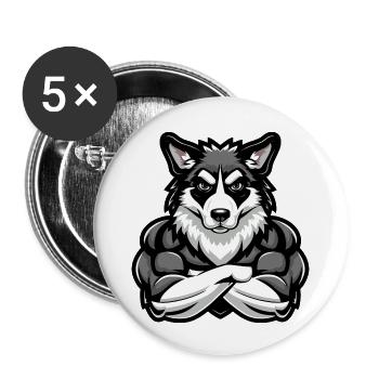 Border Collie Dog Muscles Fitness - Buttons large 2.2''/56 mm (5-pack) - white - Front