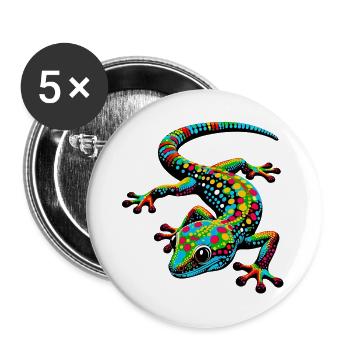 Gecko - Buttons groß 56 mm (5er Pack) - Weiß - Vorne