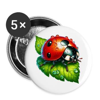 Marienkäfer - Buttons groß 56 mm (5er Pack) - Weiß - Vorne