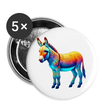 Esel-Maultier - Buttons groß 56 mm (5er Pack) - Weiß - Vorne