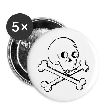 Skull and bones - Buttons large 2.2''/56 mm (5-pack) - white - Front