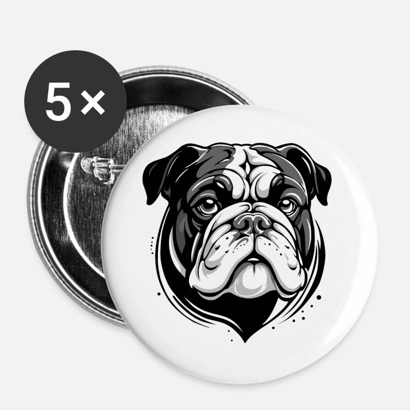 BULLDOG - Buttons large 2.2''/56 mm (5-pack) - white