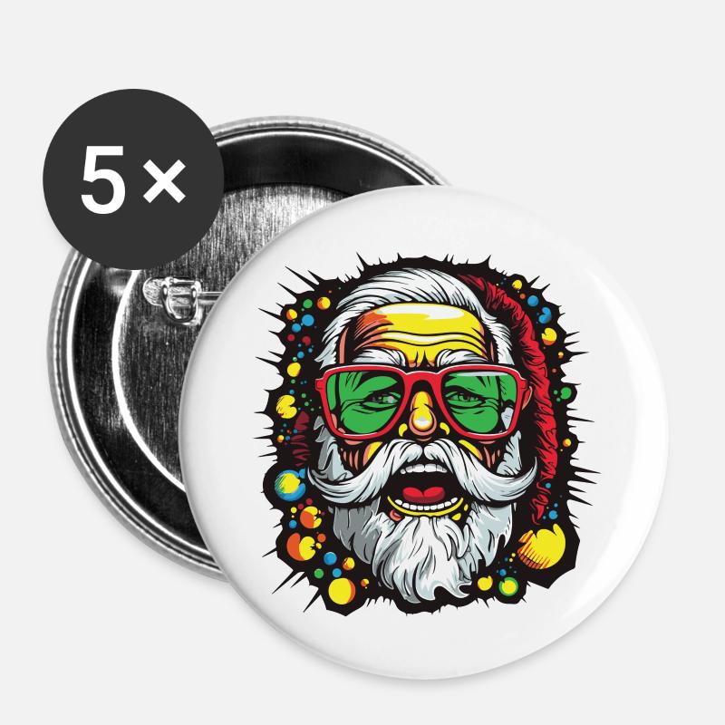 Santa Claus - Buttons large 2.2''/56 mm (5-pack) - white