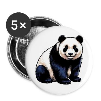 Panda - Lot de 5 grands badges (56 mm) - blanc - Devant