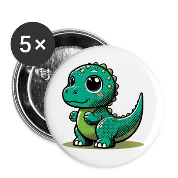 Dinosaurier - Buttons groß 56 mm (5er Pack) - Weiß - Vorne