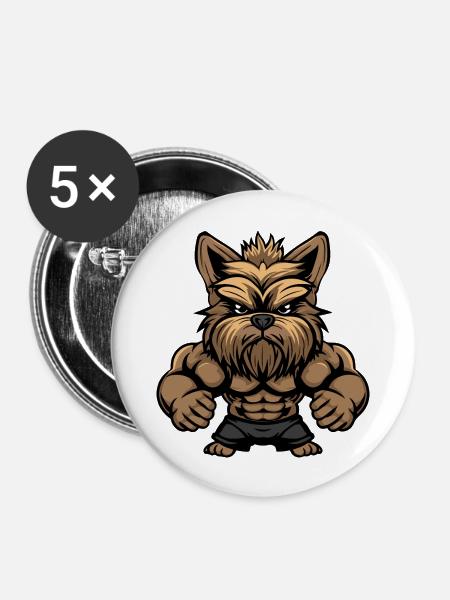 dog wauwau - Buttons groß 56 mm (5er Pack) - Weiß