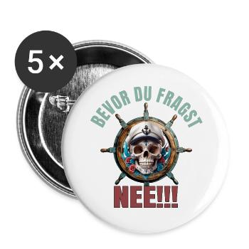Bevor du fragst - Nee - Buttons groß 56 mm (5er Pack) - Weiß - Vorne