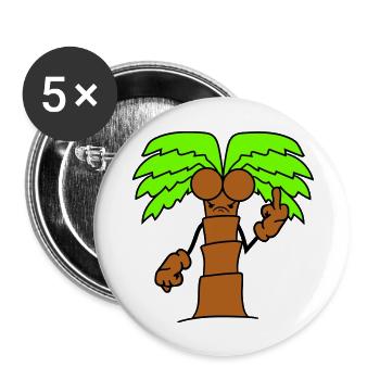 Drôle de palmier maléfique montrant un doigt d’honneur en colère bande dessinée - Lot de 5 grands badges (56 mm) - blanc - Devant