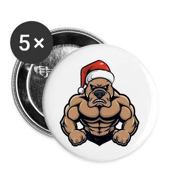 Chien Noël Père Noël - Lot de 5 grands badges (56 mm) - blanc - Devant
