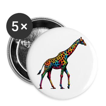 Girafe - Lot de 5 grands badges (56 mm) - blanc - Devant