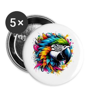Perroquet - Lot de 5 grands badges (56 mm) - blanc - Devant