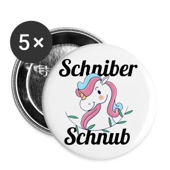 Schinber Einhorn - Buttons groß 56 mm (5er Pack) - Weiß - Vorne