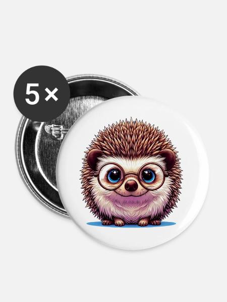 Igel - Buttons groß 56 mm (5er Pack) - Weiß