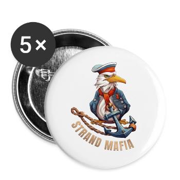 Seefahrer Adler mit Anker - Buttons groß 56 mm (5er Pack) - Weiß - Vorne